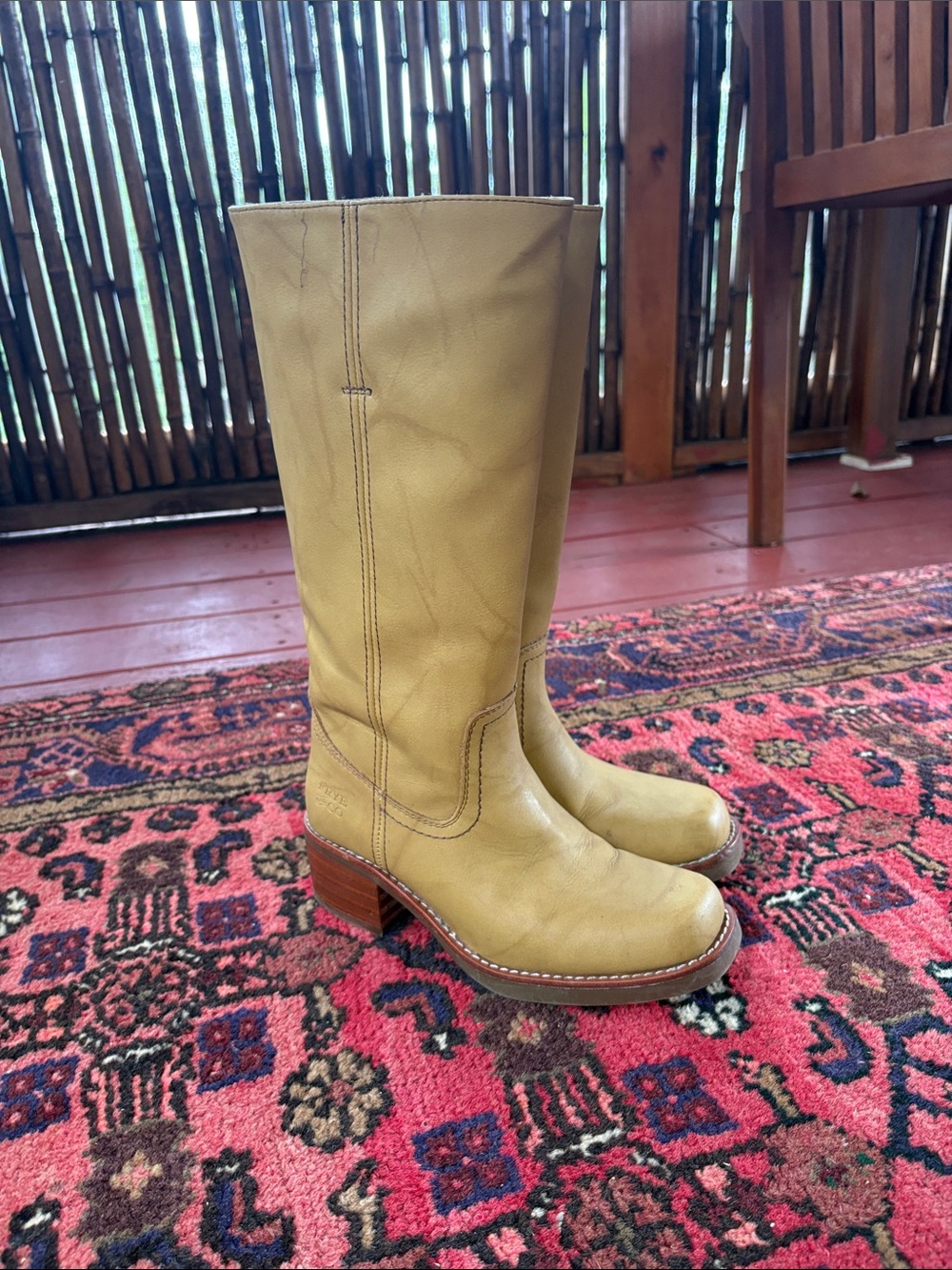 FRYE AND CO. Mustard Yellow Leather Knee-High Boots